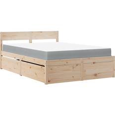 Innebygget oppbevaring Rammemadrasser vidaXL Bed with Drawers and Mattress Rammemadrass 125.5x205.5cm