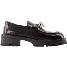 Versace Women Low Shoes Versace Black Leather Slip-On Flat Shoes - Black