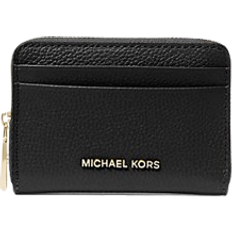 Jet Set Small Pebbled Leather Zip Around Card Case - Black