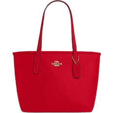 Red tote bag Coach Small City Tote Bag - Pebbled Leather/Gold/Bold Red