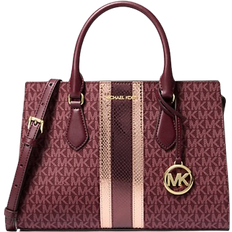 Michael kors sheila Michael Kors Sheila Medium Signature Logo & Metallic Satchel - Oxblood