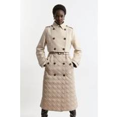 Trenchcoats Karen Millen Hybrid Quilted Belted Trench Coat - Camel