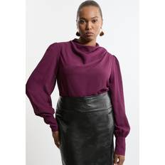 Purple Blouses Karen Millen Plus Size Georgette Woven Ruched Shoulder Blouse - Purple