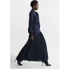 Karen Millen Jersey Ponte Georgette Mix Midi Dress - Navy