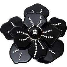 Valentino Jewelry Valentino Black Resin and Rhinestone Flower Brooch Pin