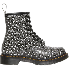 Dr. Martens 1460 Leopard Smooth Leather Lace Up Boots - Gunmetal