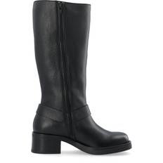 Cashott Tall Biker Leather Boot - Black