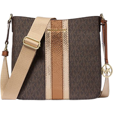 Michael Kors Jet Set Travel Small Signature Logo and Metallic Messenger Bag - Brown