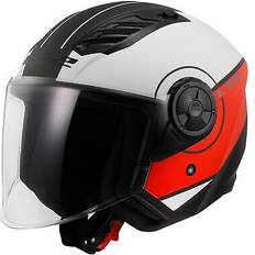 Open Faces Motorcycle Helmets LS2 Airflow II Cover Open Face Helmet - Matt White Red