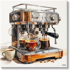 Interior Details Winston Porter Sleek Espresso Machine Canvas Wall 17 H x 17 W Framed Art 17x17"