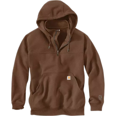 Lined Tops Carhartt Rain Defender Loose Fit Heavyweight Quarter Zip Hoodie - Mocha Heather