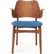 Teak Køkkenstole Warm Nordic Gesture Upholstered Teak Oiled Sea Blue Køkkenstol 80cm