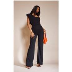 PrettyLittleThing One Shoulder Drape Detailed Jumpsuit - Black