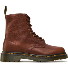 Brown - Woman Boots Dr. Martens 1460 Ambassador Soft Leather Lace Up Boots - Cashew