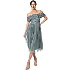 Midi Dresses - Sportswear Garment Maya Deluxe Bardot Embellished Midi Dress - Teal