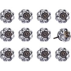 Homeroots White Black And Gold Knobs 12 Pack