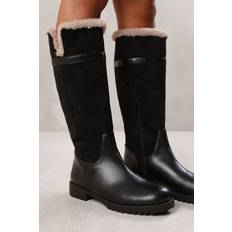 Cheap High Boots Where's That From Wynter' Knee High Boots With Fur Trim - Black