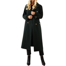 Wallis Petite Military Db Longline Coat - Forest