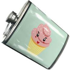 Neonblond Pink Strawberry Cupcake Food Hip Flask