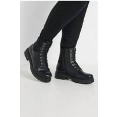 Yours Wide Fit Lace Up Chunky Boots - Black