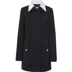 Prada Coats Prada Wool Sateen Single-Breasted Coat - Black