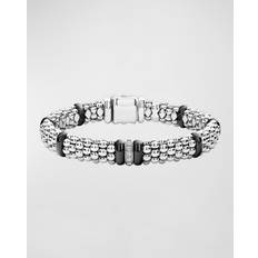 Onyx Bracelets Lagos Black Caviar Diamond Station Bracelet (7.5IN)