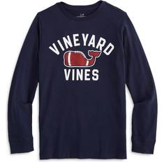 Vineyard Vines Textured Football Character Whale Long Sleeved Tee - Nautical Navy