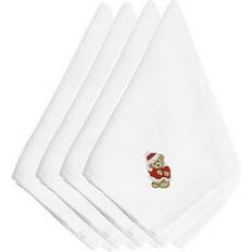 Multi Coloured Cloth Napkins CoolCookware Christmas Santa Teddy Bear Embroidered Napkins Set of 4 Cloth Napkin