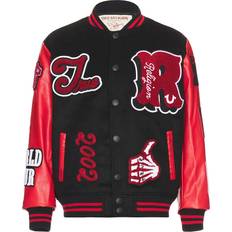 True Religion Chenille Logo Patch Varsity Jacket - Black/Red