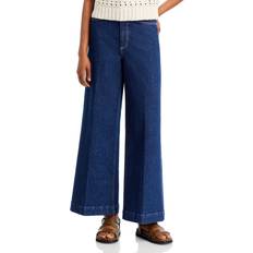 Paige Harper Wide Leg Ankle Jeans - Blue