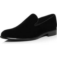 Velvet Slip On Formal Loafers - Black