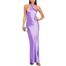 Retrofête Ester Satin Halter Dress - Purple