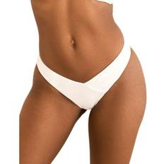 Bikini Bottoms Angel Asymmetrical V-Cut Bikini Bottom - White