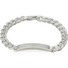 Gucci Leather Bracelets Gucci Silver Tag Diagonal Interlocking Bracelet - Silver