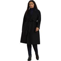 Coats Polo Ralph Lauren Plus Double Faced Wool Blend Wrap Coat - Black