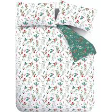 Catherine Lansfield Holly & Mistletoe Duvet Cover Green, Pink (200x200cm)