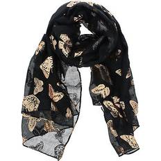 Gold - Women Scarfs Zac's Alter Ego Women Ladies Scarf with Gold Foil - Butterfly Print