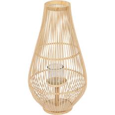 BigBuy Home Lykta Naturell Bambu Glas 35 x 35 x 66 cm Värmeljuslykta