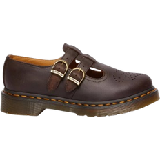 Textile - Women Oxford Dr. Martens 8065 Crazy Horse Leather Mary Jane Shoes - Dark Brown