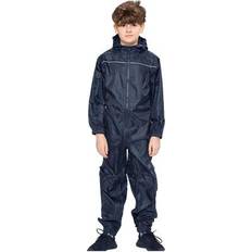 Cappuccio Rimovibile Tute da Pioggia Unisex Waterproof Hooded Overall Rainsuit - Navy