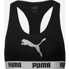 Silver Bras Puma Cotton Modal Stretch Cat Logo Racerback Bra - Black/Silver