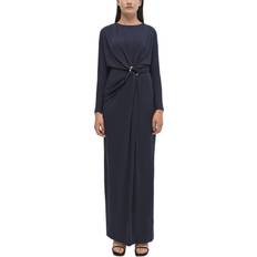Blue - Evening Gowns Dresses SIMKHAI Maisie Long Sleeve Draped Dress - Midnight