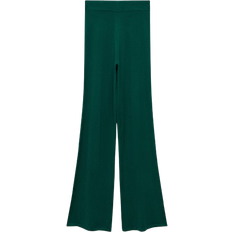 Polyamide Pants Mango Knitted Wideleg Trousers - Dark Green