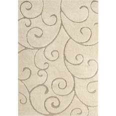 modway Burgeon Scrolling Vine 8x10 Shag Area Rug White, Beige