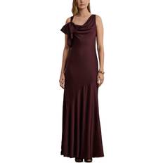 Polo Ralph Lauren Dresses Polo Ralph Lauren Bow Trim Charmeuse Cowlneck Gown - Pinot Noir