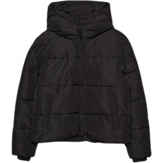 Stradivarius Basic Hooded Puffer Jacket - Black