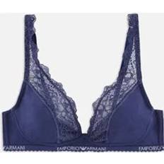 Emporio Armani Purple Bras Emporio Armani Floral Lace Stretch Cotton Bralette - Indigo Blue