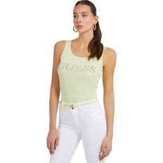 Guess Women Tank Tops Guess Sleeveless Cotton Rhinestone Tank Top - Green