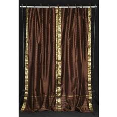 Marrone Tende Brown Tie Top Sheer Sari Cafe Curtain 43W x 24L Pair