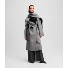 Karl Lagerfeld Dam Kappor & Rockar Karl Lagerfeld Reversible Wool Coat - Black/Grey Melange